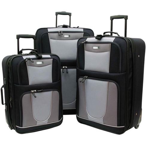Geoffrey Beene Carnegie 3 Pc Luggage Set, Black W/ Grey : Target