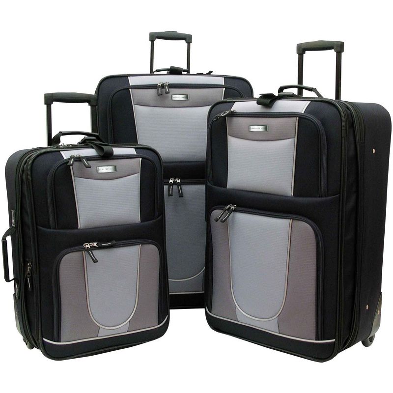 Geoffrey Beene Carnegie 3 Pc Luggage Set, Black w/ Grey, 1 of 5