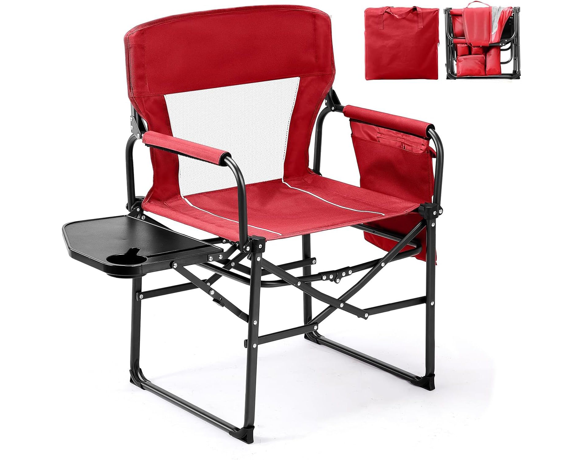VINGLI Camping Chairs,Portable  Directors Chair, Camping Chair with Side Table & Carry Bag，Heavy Duty Camping Chairs for Adults