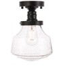 Elegant Lighting Lyle 1 light Black and Clear seeded glass Flush mount - 4 of 4