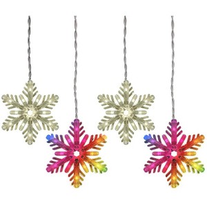 GE Color Choice 8-Ct Dual Color 96 LED Snowflake Icicle Lights Multi/ Warm White - 1 of 3