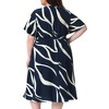 Agnes Orinda Women's Plus Size Tie Waist V Neck Short Sleeve Elegant Midi Dresses with Pockets - 4 of 4