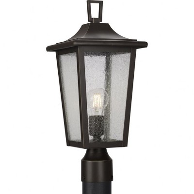 Progress Lighting Padgett 1-Light Outdoor Antique Bronze Post Light with Clear Seeded Glass Shade