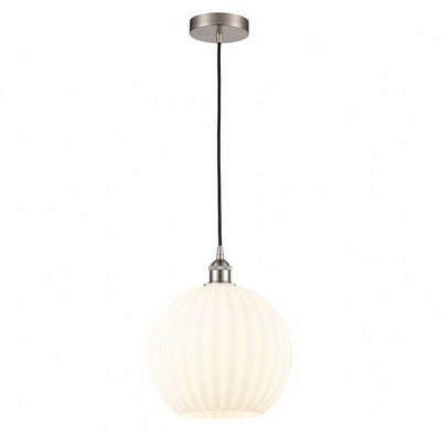 White Venetian - 1 Light Cord Hung Pendant In Modern Style-13.5 Inches Tall and 12 Inches Wide