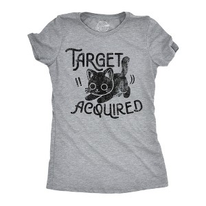 Womens Funny T Shirts Target Acquired Sarcastic Kitten Graphic Novelty Tee For Ladies - Crazy Dog Women's T Shirt For Cat Lovers - 1 of 4