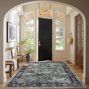 Living Room Washable Non Slip Vintage Retro Rugs Low Pile Chenille Print Rug for Bedroom Dining Room Home Office - 1 of 4