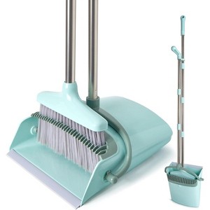 Broom and Dustpan Set with Cleaning Teeth, 55" Long Handle Indoor Sweeping Combo for Home Office and Kitchen - 1 of 4