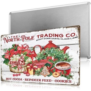 Lomsoe Christmas Pole Decorations Classic Christmas Candy Cane Sign Rustic Kichen Decor For Home Living Room Cafe 8¡Á12 Inches Metal Sign - 1 of 4