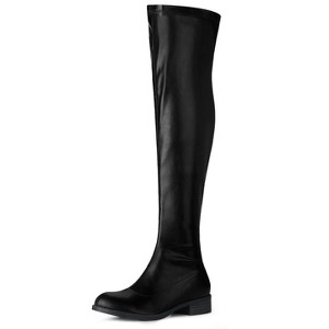 Allegra K Women's Zipped Low Block Heel Over Knee High Fashion Boots - 1 of 4