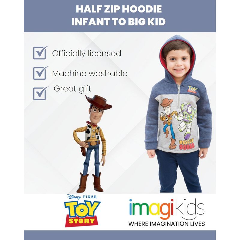 Disney Pixar Toy Story Buzz Lightyear Half Zip Hoodie Little Kid to Big Kid, 4 of 10
