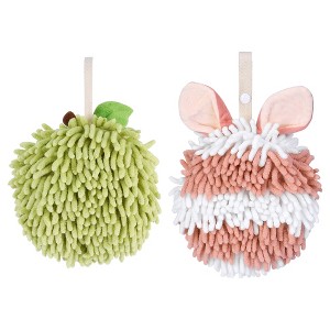 REGALWOVEN 2 Pcs Comfortable Soft Absorbent Chenille Ball Fuzzy Hand Towels - 1 of 4