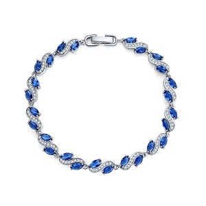 Hollywood Sensation Cubic Zirconia Tennis Bracelet with AAA+ Cubic Marquise Sapphire Cubic Zirconia 7.25 Inches Gold - 1 of 4