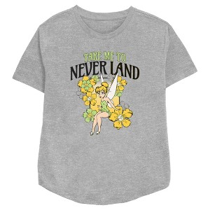 Women's Peter Pan Floral Take Me to Never Land T-Shirt - 1 of 3