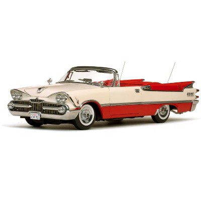 1959 Dodge Custom Royal Lancer Open Convertible Poppy Red and Pearl 1/18 Diecast Model Car by Sunstar