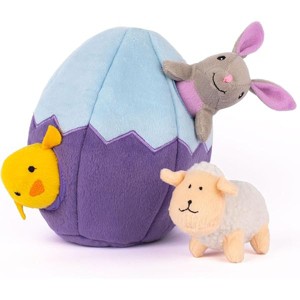 ZippyPaws Burrow- Interactive Dog & Puppy Toy, Stimulating Pet Product to Hide & Seek Plush Dog Puzzle, Enrichment Squeaky Toy- Easter Egg & Friends - 1 of 1