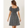 Allegra K Women's Floral Sweetheart Neck Smocked Back Puff Short Sleeves Midi Dress - 3 of 4