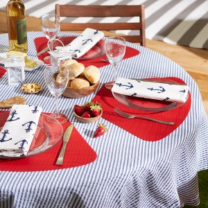 DII PVC Solid Round Table Placemat Set 6 Piece, Tango Red, 13x18.75" - 1 of 3