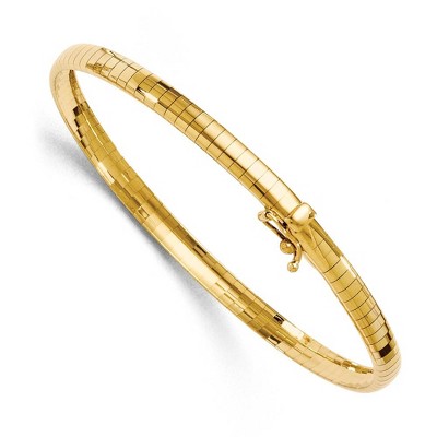 Black Bow Jewelry 4mm 14k Yellow Gold Domed Omega Chain Bracelet, 7 Inch