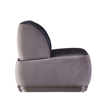Antique Slate and Gray Leather Metal Accent Chair with Ottoman