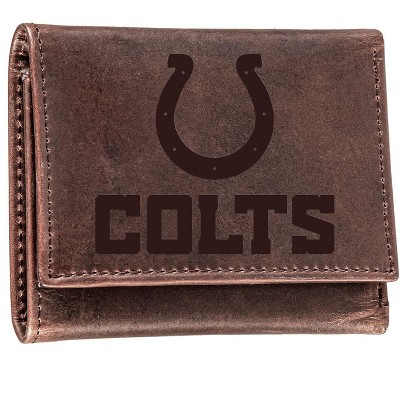 Evergreen NFL Indianapolis Colts Brown Leather Trifold Wallet Officially Licensed with Gift Box