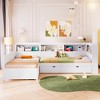 Twin Size L-shaped Platform Bed with Trundle and a Drawer - 3 of 4