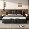 KTMBDW Queen/King Size Leather Upholstered Bed Frame, Platform Bed Frame with Wingback Headboard & Wavy Footboard, No Spring Box Needed, Easy Assembly - 2 of 4
