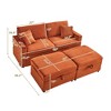 Convertible Sectional Sofas Corduroy Loveseat Sofa with Double Storage Ottomans, Adjustable Armrest Table with USB Port, Super Soft Chaise Lounge - 3 of 4