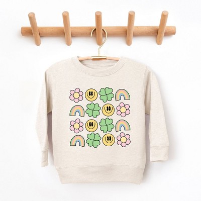 The Juniper Shop Smiley Clover Daisy Toddler Graphic Sweatshirt