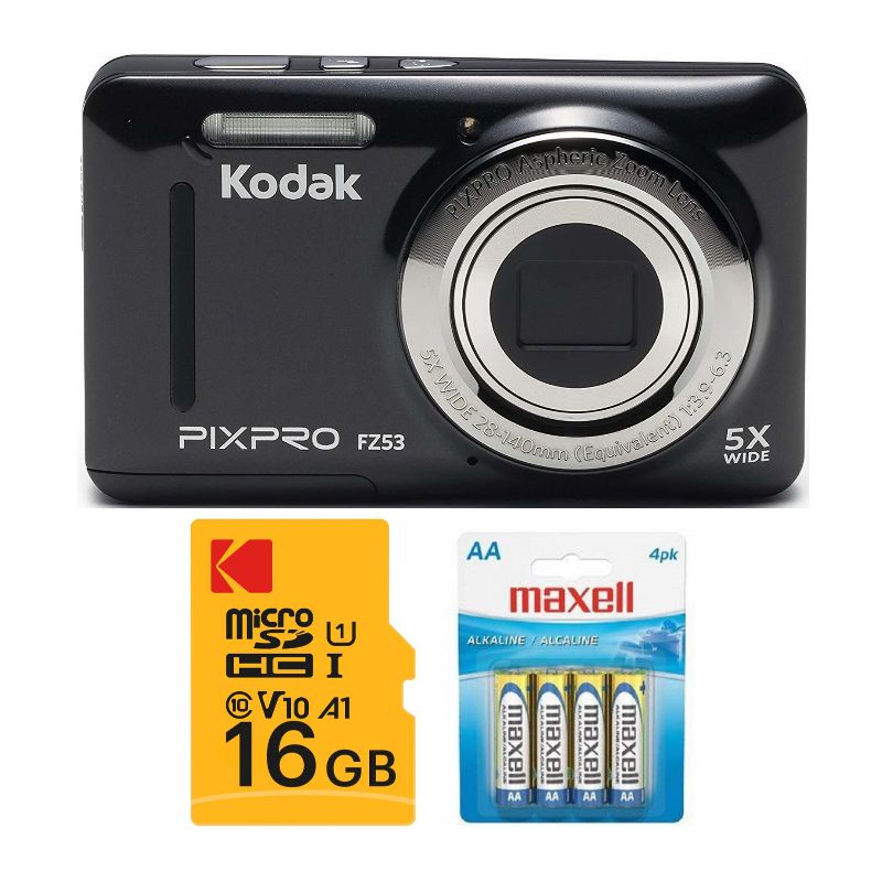 Kodak PIXPRO Friendly Zoom FZ53 Digital Camera (Black) with Accessory Bundle, 1 of 4
