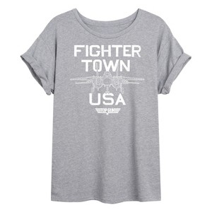 Women's - Top Gun - Property of Fighter Town Oversized Graphic T-Shirt - 1 of 4