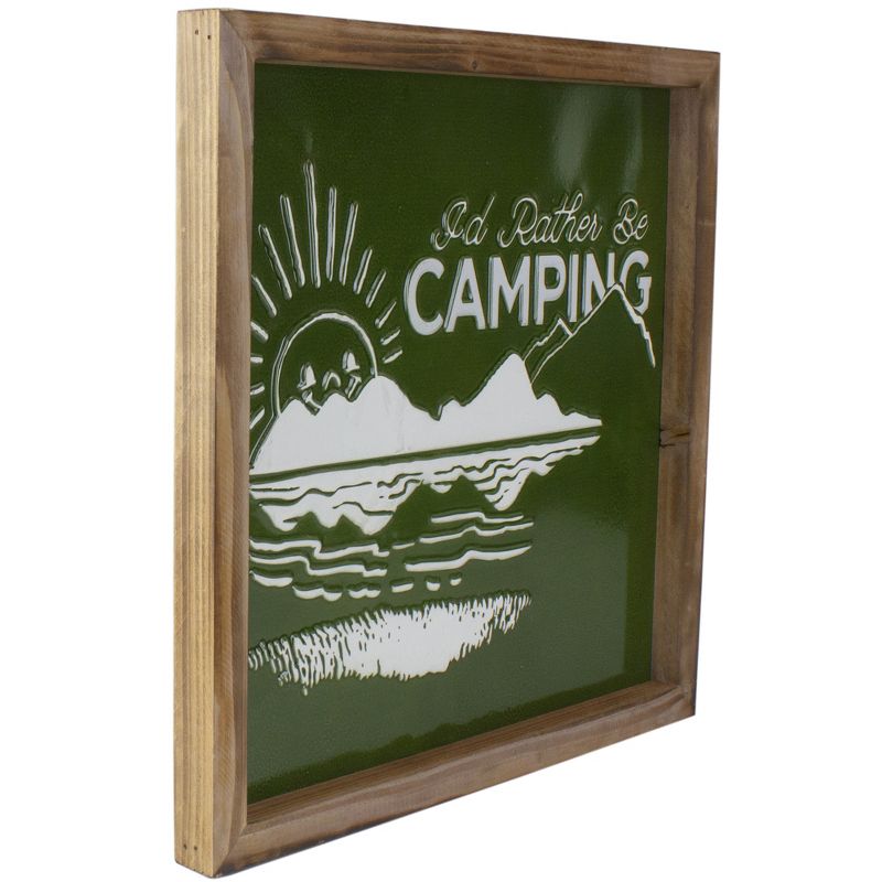 Raz Imports 14” Green and White I'd Rather Be Camping Metal Wall Art, 3 of 5