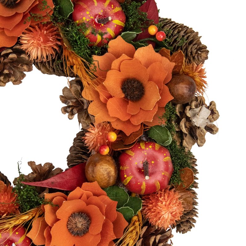 Northlight Flowers and Gourds Pine Cone Artificial Fall Harvest Wreath, 13.25-Inch, Unlit, 2 of 3