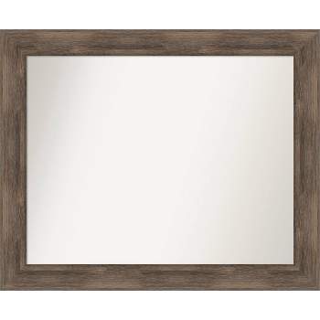 33" x 27" Non-Beveled Hard Mocha Wood Wall Mirror - Amanti Art