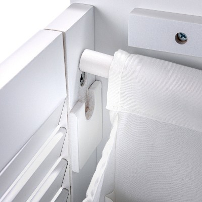 White Wooden Hamper Bench with Shutter Front and Lid