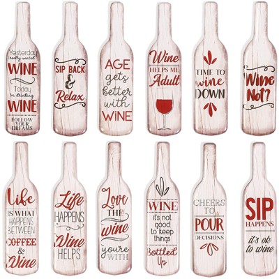 12 Pack Fun Wine Bottle Design Decorative Magnets for Fridge Refrigerator Locker