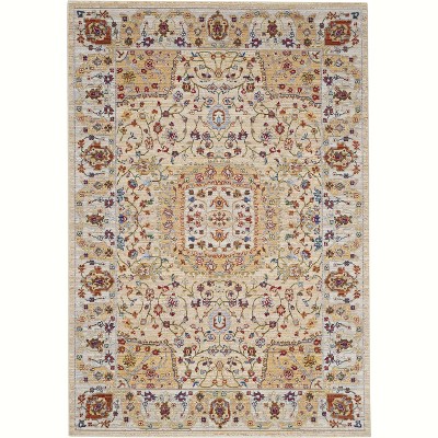 Majestic Sand Medallion Wool and Synthetic Rug 5'6" x 8'