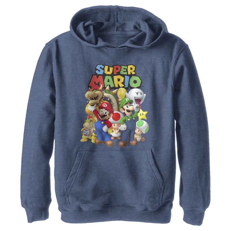 Boy's Nintendo Super Mario Group Pull Over Hoodie, 1 of 4