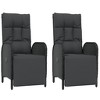 vidaXL Patio Dining Set Wicker Table and Chair with Cushions Black Poly Rattan - 35.4" Table Length 2x Armchair + Table - 4 of 4