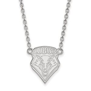 Black Bow Jewelry 10k White Gold New Mexico Lobos NCAA Necklace 18 Inch - 1 of 4