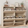 Shoe Cabinet with 4 Flip Drawers, Wooden Shoe Organizer with Adjustable Shelf, Shoe Storage for Entryway, - 2 of 4