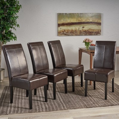 GDFStudio Percival Contemporary T-Stitch Faux Leather Dining Chairs (Set of 4)