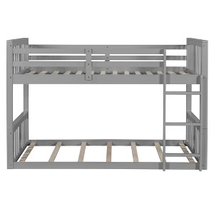 Bellemave Bunk Bed Twin Over Twin Bunk Bed with Ladder, with Full Length Guardrail, Montessori Floor Bunk Beds for Boys and Girls, Gray - 1 of 3