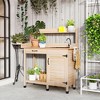 Outsunny Garden Potting Bench Table with Sink, Lockable Storage Cabinet and Open Shelf, Outdoor Planting Workstation with Steel Tabletop - 2 of 4