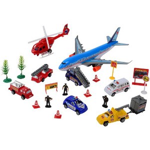 Constructive Playthings 24-Piece Airport Playset – Kids Airplane