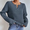 Coolmee Long Sleeve Sweater for Women Fall V Neck Waffle Basic Tee Dressy Casual Knit Tunic Tops - 2 of 4