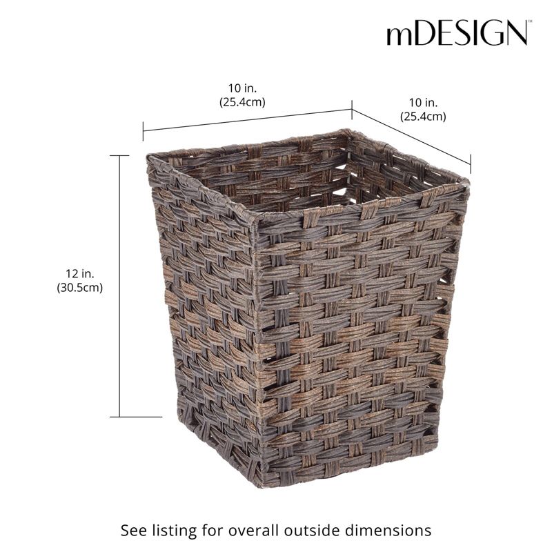 mDesign Woven Square Trash Can Wastebasket, Garbage Container Bin, 3 of 5
