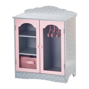 Olivia's Little World Polka Dots Princess Toy Closet with Hangers for 18" Dolls - Gray/Pink - 1 of 4