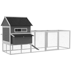 Resenkos Rabbit Hutch, Duck Cage Hutch,Chicken Coop,137" Wooden Chicken Coop for 8-10 Chickens, Backyard, Gray - 1 of 1