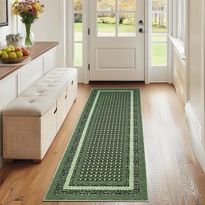 Area Rugs for Living Room Bedroom Farmhouse Bordered Braided Print Rug Geometric Soft Low Pile Non-Slip Area Rug - 1 of 4
