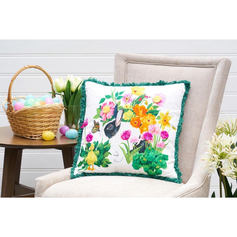 C&F Home 18" x 18" Bunny Floral Spring Printed and Embellished Throw Pillow, 4 of 5
